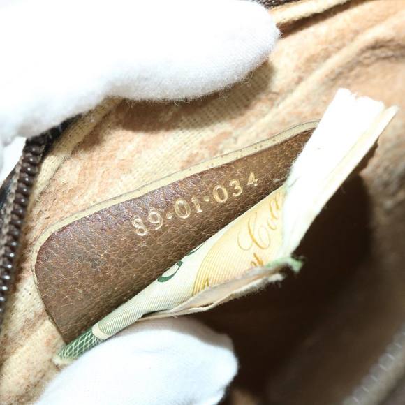 GUCCI GG Canvas Web Sherry Line Clutch Bag PVC Leather Beige Green Auth ep1670 - Picture 12 of 16